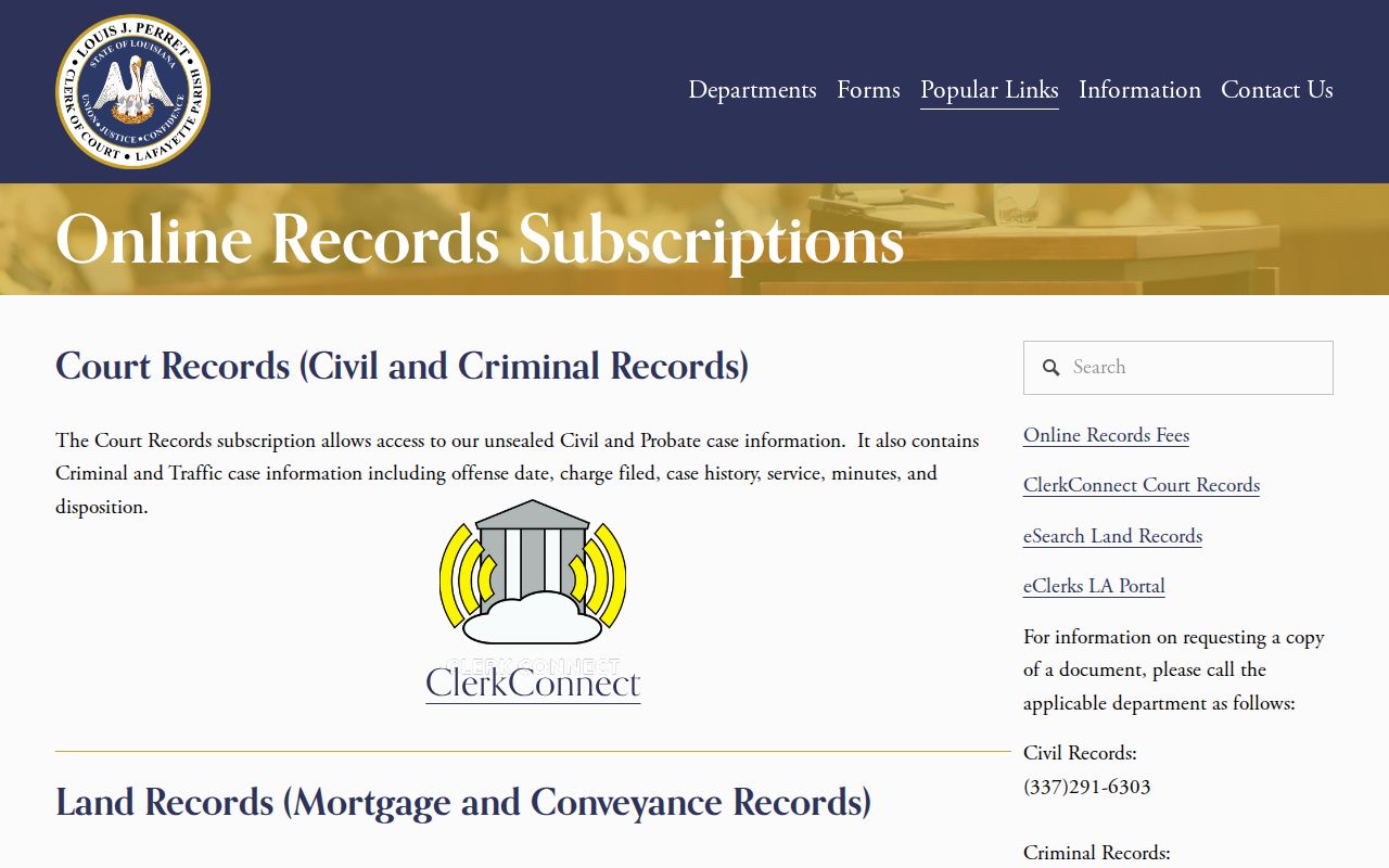 Lafayette Parish court search route for released inmate case disposition