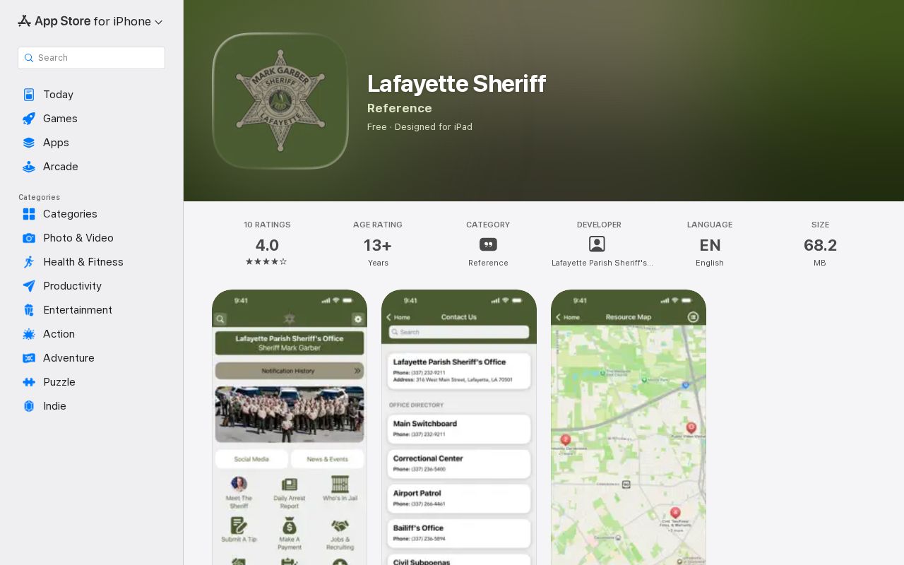 Lafayette Sheriff app listing relevant to current custody but not 24 hour releases